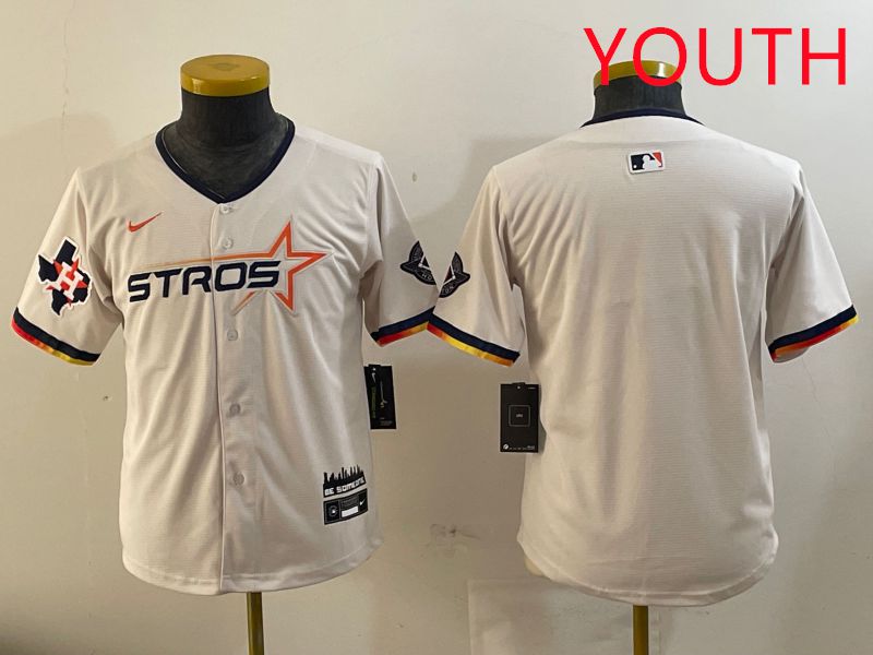 Youth Houston Astros Blank Cream three generations Joint Name 2025 Nike MLB Jersey style 4143->youth mlb jersey->Youth Jersey